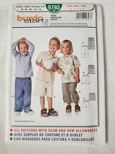 Pantaloni corti bambino Burda Start 2 modello 9793 taglia 2 3 4 5 6 NON TAGLIATI - Foto 1 di 1