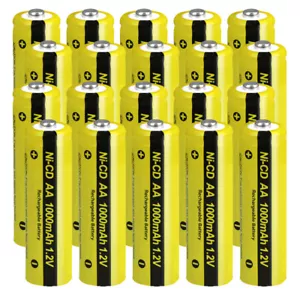 Lot AA Rechargeable Batteries NiCd 1000mAh 1.2v For Garden Solar Ni-Cd Light LED - Picture 1 of 15