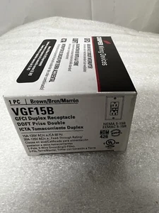 Cooper VGF15B Hospital GFCI Duplex Receptacle 15A 125V 20A-125V NEMA 5-15R Brown - Picture 1 of 10