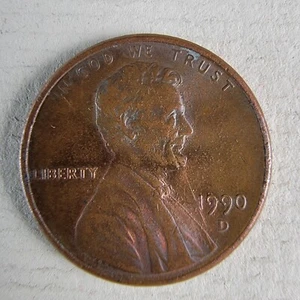 1990-D Penny Lincoln Memorial Cent. Die Cracks Reverse - Picture 1 of 6