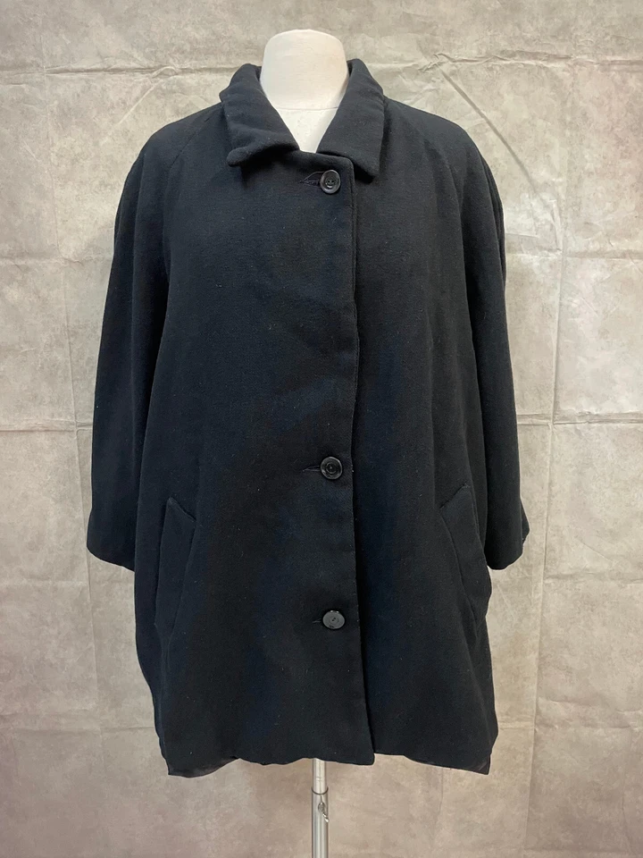 Abrigo para mujer Fitting Image negro 100 % lana pura doble botonadura Foto 1 de 4