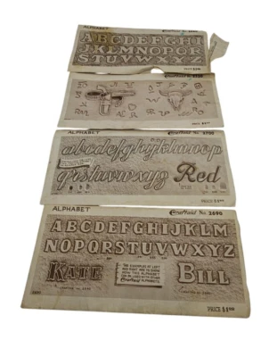 Vintage CRAFTAID Plastic Templates Leather Carving Tooling Alphabet Lot of 4 - Image 1 of 4