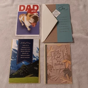 Father Son Greeting Cards Lot Of (4) Cards With Envelopes Gift Bulk Random - Picture 1 of 5