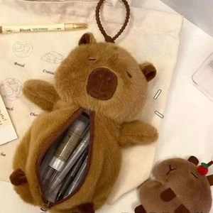 Large Capacity Cartoon Capybara Plush Doll Capibara Plush Pencil Pouch School - Picture 1 of 7