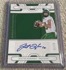 2022 National Treasures Collegiate Silhouettes Justin Herbert JERSEY AUTO # /75