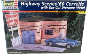 Sealed Revell Highway Scenes '60 Corvette with Die-cut Diorama Motel 1:25 scale - Picture 1 of 6