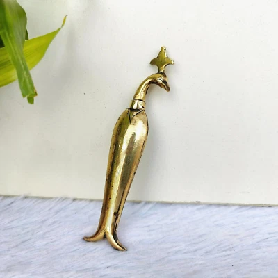 19c 复古黄铜 Kohl 盒眼线孔雀雕像丰富 Patina 收藏品 — 第 1/4 张图片