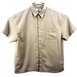 Milano Bay Men's Shirt Size XLarge Short Sleeve Button Up Beige Textured/Striped - Picture 1 of 8