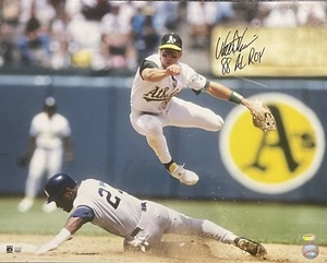 Walt Weiss Signed Oakland A's Double Play 16x20 Photo w/88 AL ROY -Schwartz COA - Picture 1 of 2