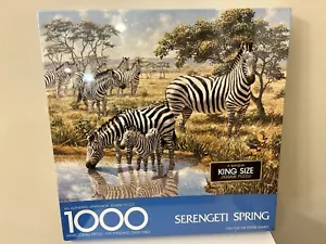 Vintage Sealed Springbok Puzzle Zebras 1000 pieces Serengeti Spring 24"x30" NEW - Picture 1 of 17