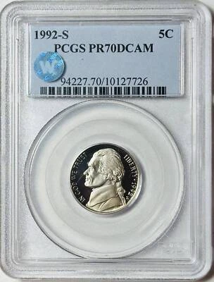 1992 S Nickel Jefferson PCGS PR-70 DCAM - Image 1 of 3