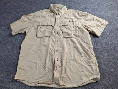 L.L. Bean Shirt Men Large Reg Fly Fishing Beige Mesh Lined Short Sleeve  Vented  - Image 1 of 4