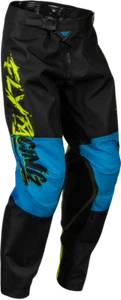 FLY RACING YOUTH KINETIC KHAOS PANTS HI-VIS/BLACK/CYAN - Picture 1 of 2