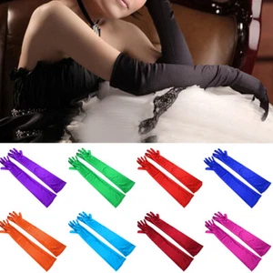 Womens 21'' Long Satin Evening Gloves Party Dance Elbow Length Opera Gloves ⁿ - Picture 1 of 29