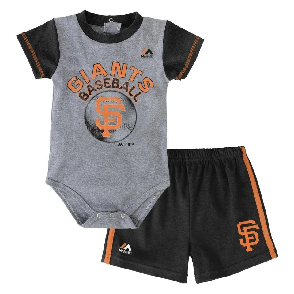 San Francisco Giants 2pc Creeper & Shorts Bodysuit Set Infant Baby Gray Distress - Image 1 of 1