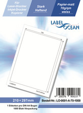 Etichette Adesive Din A4 Bianco 210x15mm (Laser Inkjet Copiatrice) 1000 Foglia