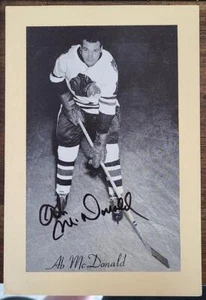 AB MCDONALD SIGNED 1944-1963 BEEHIVE PHOTO CARD GROUP 2 BLACK HAWKS DEC - Picture 1 of 1