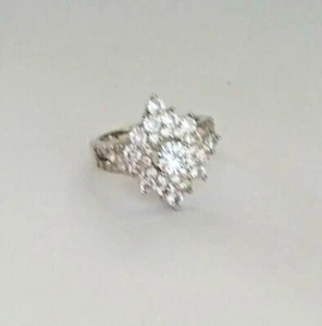 .925 VERSILBERTER RHODINIERTER RUNDER ZIRKONIA RING GRÖSSE 9 - Bild 1 von 2