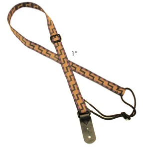 Legacystraps 1" Mandolin Strap Ukulele Strap *CLOSEOUT* Steps Black/tan - Picture 1 of 2