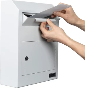 Wall Mount Locking Drop Box, Heavy Duty Steel Mailbox for Rent Payments - Picture 1 of 9