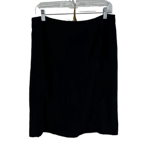 Amanda Smith A-Line Straight Poly Skirt Womens Size 14 Black - Picture 1 of 6