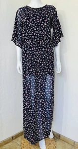 NWT Design Lab Navy Blue Ditsy Floral Chiffon Romper Faux Maxi Dress Size S - Picture 1 of 20