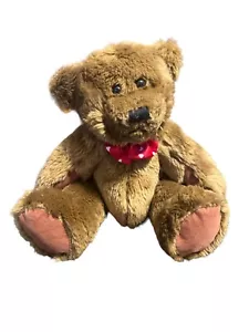 Oso de peluche marrón de peluche Pro Flowers de 7" juguete con arco rojo sentado - Imagen 1 de 3