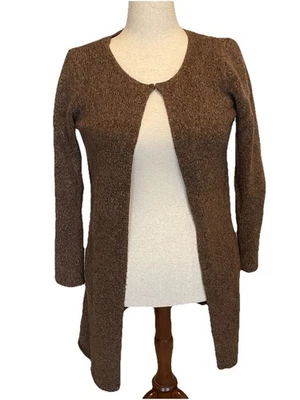 Cárdigan largo de lana merino blanco + Warren marrón talla mediana suéter Foto 1 de 4