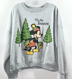 Disney Mickey Mouse Gray Christmas Holiday Tis The Season Sweatshirt XX Large - Picture 1 of 8
