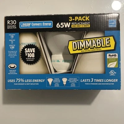Feit Electric 65W Energy Saving Compact Fluorescent Light Bulbs Dimmable 3 Pack - Image 1 of 4