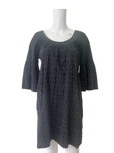 French Connection Shift Dress Size 10 Womens EU38 Navy Blue Cotton Zig Zag Short - Picture 1 of 11