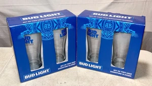 BRAND NEW SEALED 2 Bud Light Sets Of Two 16 Oz Signature Glasses 4 GLASSES TOTAL - Picture 1 of 4
