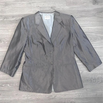 Armani Collezioni Blazer IT 44 / US 8 Silk Blend Gray Dot Jacquard Made in Italy - Image 1 of 4