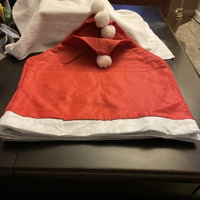 Paquete de 4 fundas para sillas Sombrero de Papá Noel Rojo/Blanco Fieltro Navidad Nuevas Foto 1 de 3