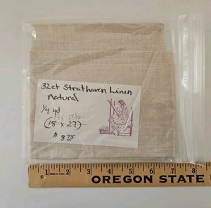 32 Count NATURAL STRATHAVEN Linen 17"x13-1/2” Counted Cross Stitch Fabric USED - Picture 1 of 2