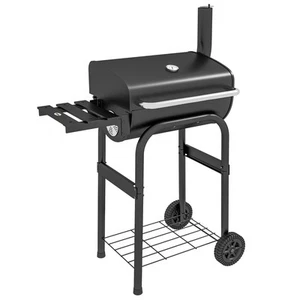 Barbecue au Charbon de Bois Barbecue de Jardin avec Couvercle, Rangements Barbecue de Camping avec Roues - Photo 1/10