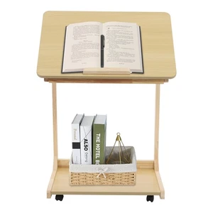 Mesa auxiliar en forma de C sofá sofá para salón color madera - Imagen 1 de 19