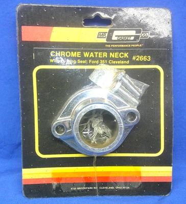 Vintage NOS O-Ring Chrome Water Neck Engine Coolant Thermostat Housing Ford 351C - Image 1 of 3