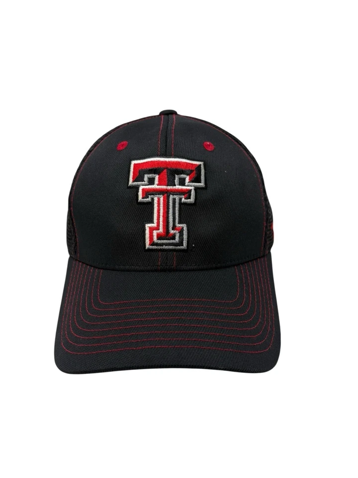 Texas Tech TT Red Raiders Zephyr Flex Fit Hat Cap Black Red Adult size Large LG - Image 1 of 4