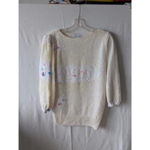 Vintage Nannell Crochet Style Linen Sweater Women's Size Medium - Picture 1 of 12