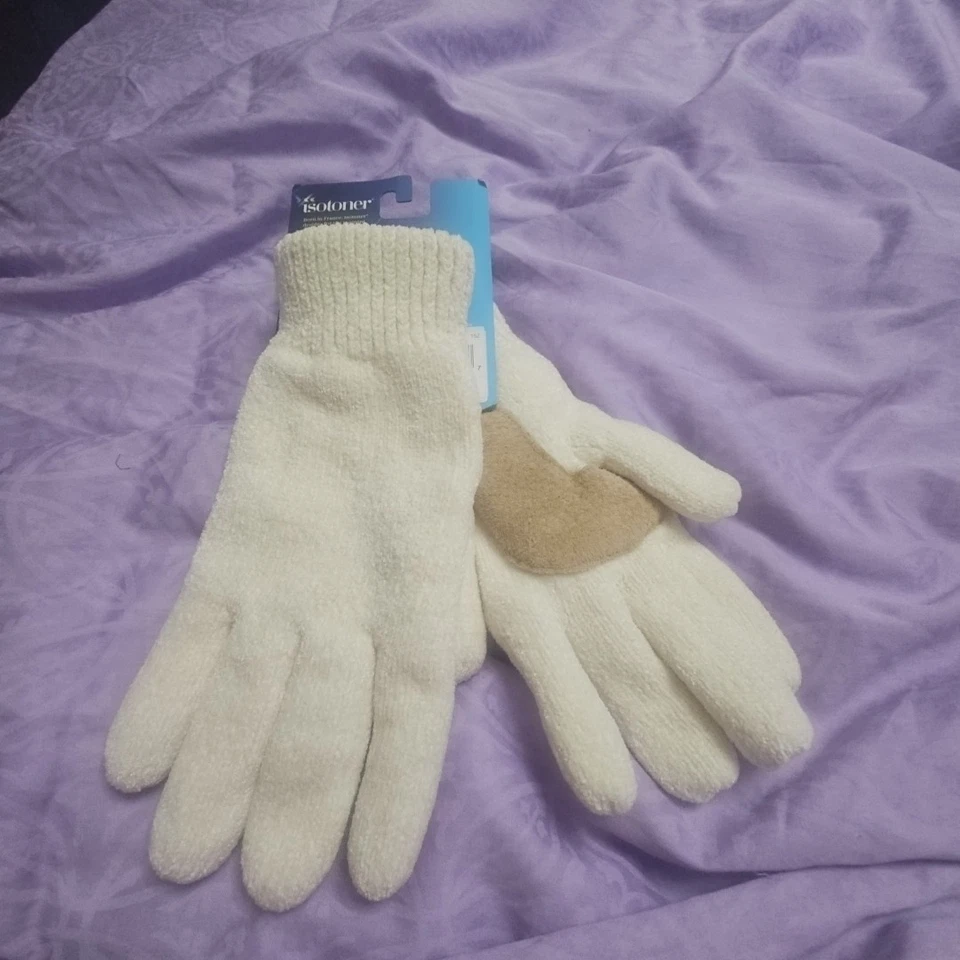 ISOTONER SIGNATURE SMART DRI SMART TOUCH GLOVES Ivory 1 SZ