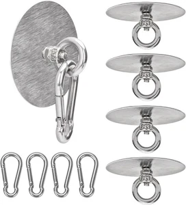 4 Stück selbstklebende Deckenhaken Edelstahl Pad Ösenhaken silber  - Bild 1 von 7