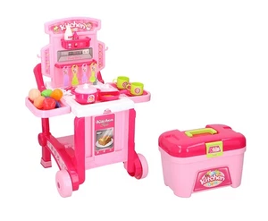 3-in-1 Küchenspielset Koffer Spielküche mit Herd Waschbecken Kinderküche 40 Teil - Bild 1 von 7