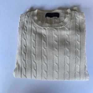 Brooks Brothers Damenpullover cremefarben Baumwolle Zopfmuster Rundhalsausschnitt Large - Bild 1 von 10
