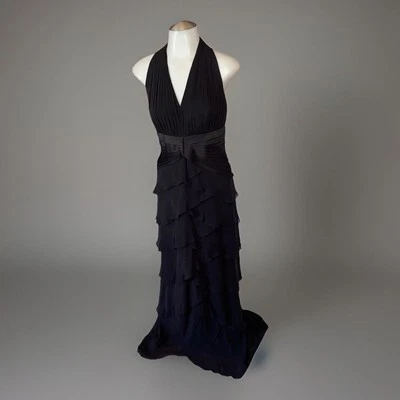 NWT Tadashi Black Tuxedo Ruched Sleeveless Maxi Dress/Gown Size 6P - Image 1 of 4