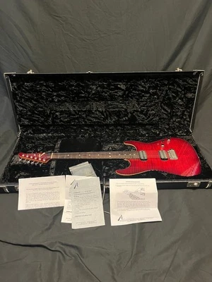 2006 Tom Anderson Shorty Cobra S Гитара Сладкий и Кислый Соус Красный Взрыв Пламя Топ - Изображение 1 из 4