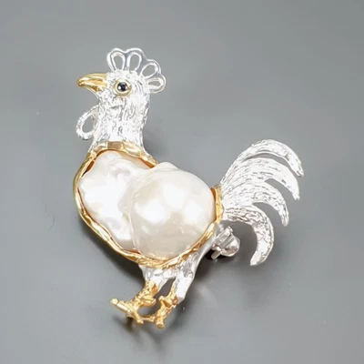 Jewellery Natural Baroque Pearl Brooch 925 Sterling Silver  /NB30247 - Image 1 of 4