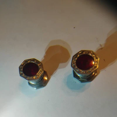 vintage antique rhinestone cowboy Enamel Art Deco - SNAP LINK Button Cuff Links - Image 1 of 4