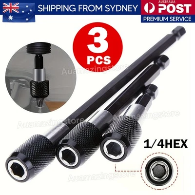 3x Screwdriver Extension Kit Quick Release 1/4 Hex Shank Holder Drill Bit Set - image 1 of 4