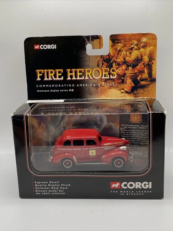 Corgi Fire Heroes 1939 Chevy Sedan Memphis F.D. Fire Chief Car Display Stand NIB - Image 1 of 1